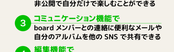 写真整理&共有で広がるSNSの輪『board-～つくる・つたえる・つながるSNS～』