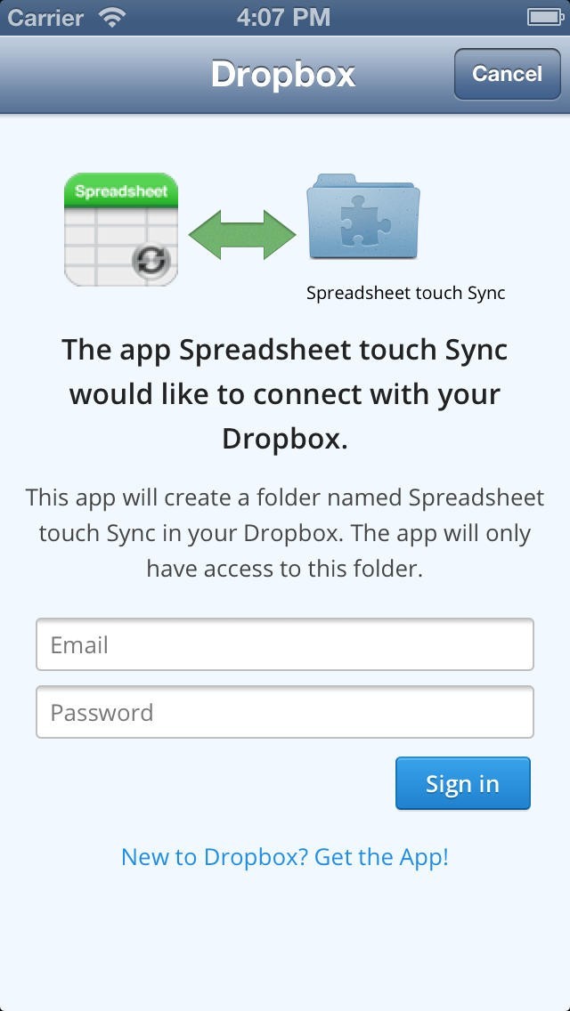 Spreadsheet touch Sync Simple spreadsheets compatible with Dropbox