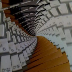 「無限スコープ」いつも通りの風景にカメラを向けるだけで、目が回るような奥行きある写真にしてくれる無料アプリのアイコン