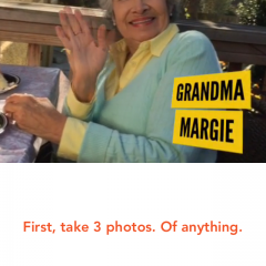 「Nutshell Camera: Instant mini-movies with text and animation.」は、3枚の写真を撮影するだけで、おしゃれな動画を作成できるアプリのアイコン