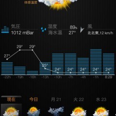 「eWeather」二つの気象情報提供会社を使った黒船天気予報アプリのアイコン