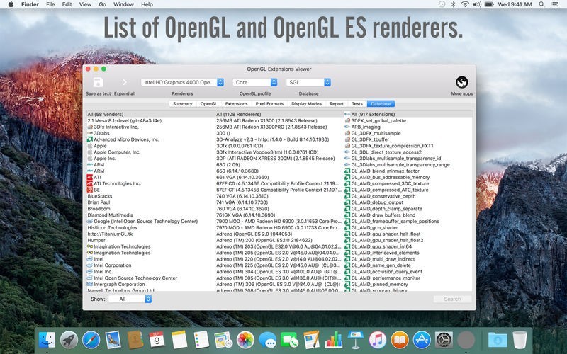 opengl extensions viewer render tests