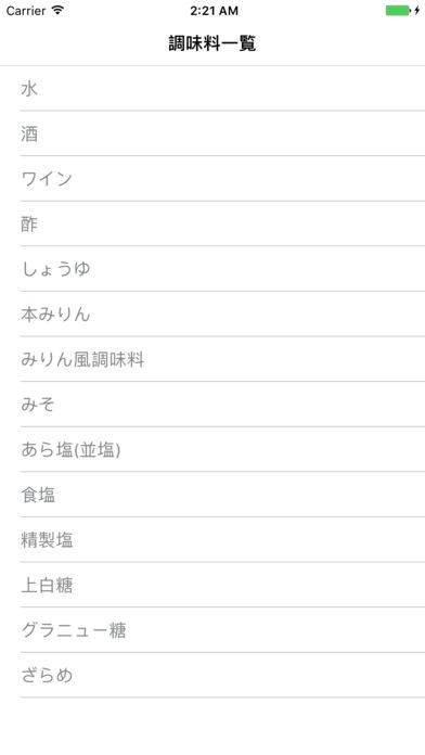 調味量変換 | スクリーンショットその1
