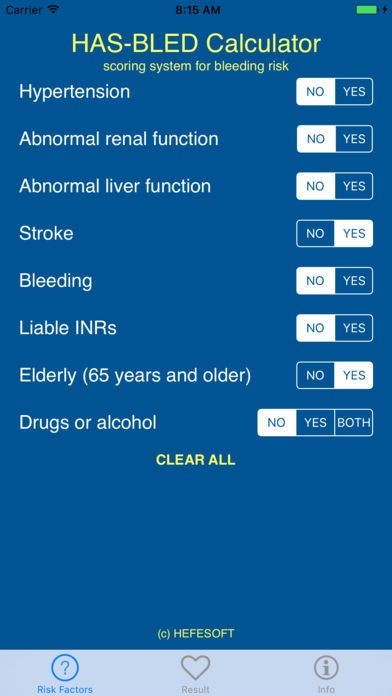 HAS-BLED Bleeding Risk Score Calculator | スクリーンショットその1