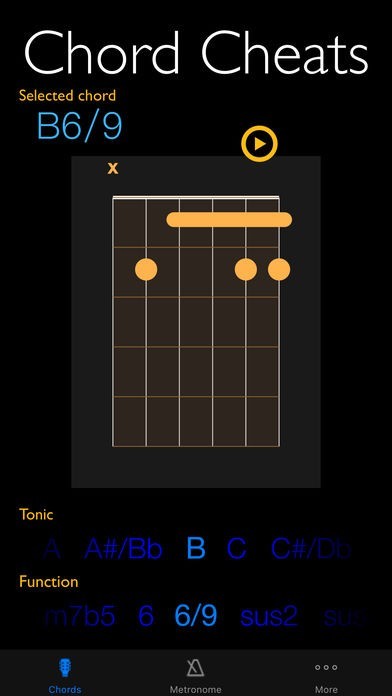 Chord Cheats & Metronome - Chord diagrams, tone generator and metronome for Watch | スクリーンショットその1